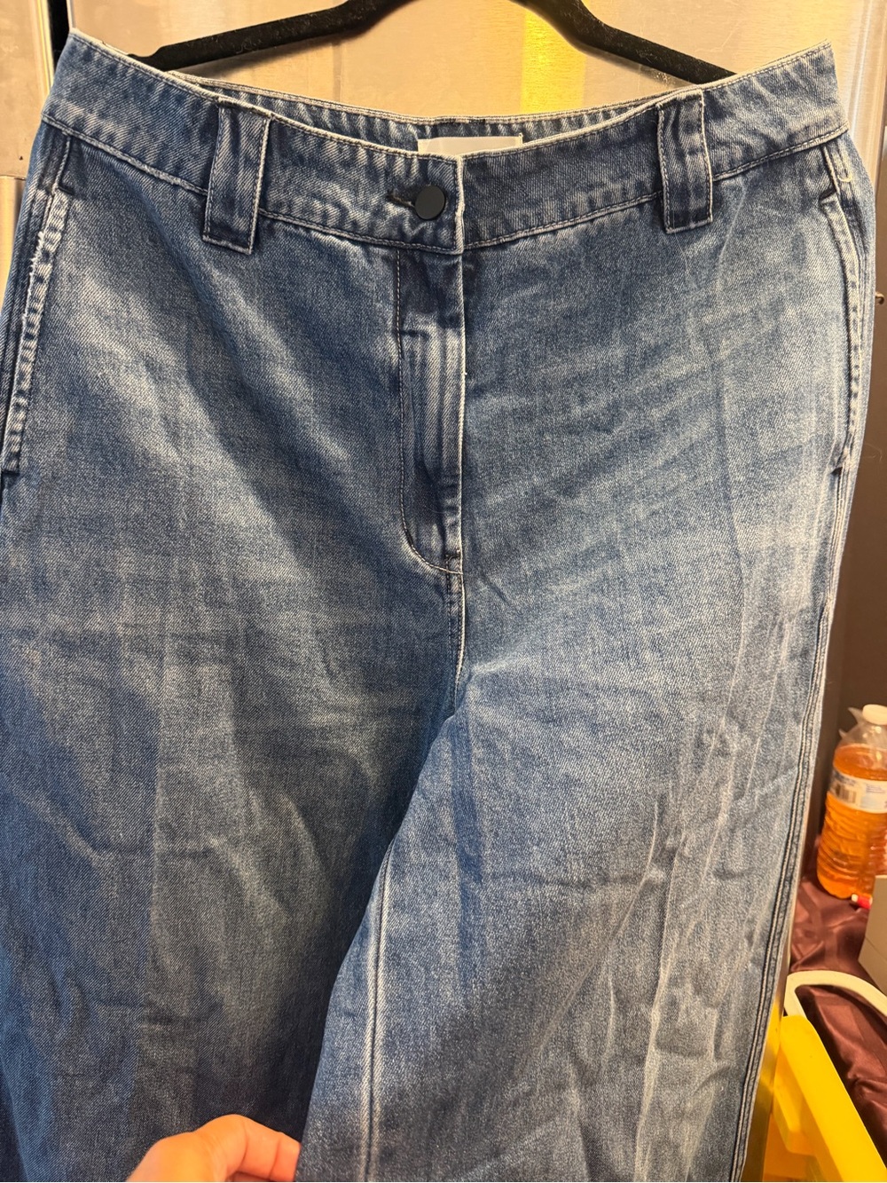 Relaxed Wide-Leg Denim Jeans in Light Blue